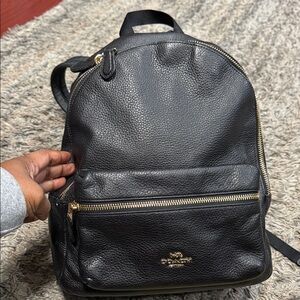 Coach Black Pebbled Leather Backpack